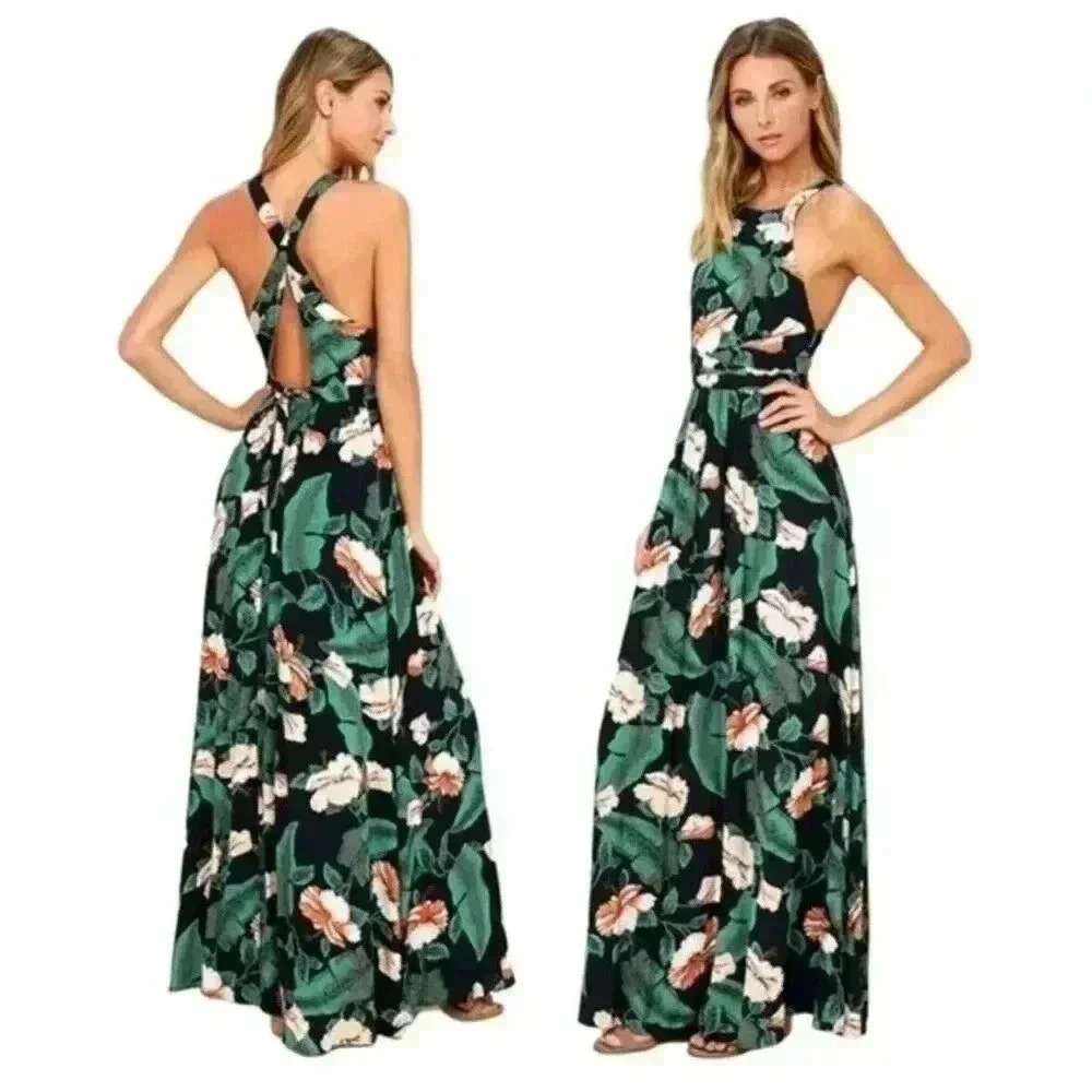 Lulus Temptation Island Floral Maxi Dress Size Small Wedding Summer Temptation